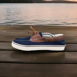 ✅Faded Glory HANOVER Blue Canvas Boat Shoes Lace Up Moc Toe Men's Sz 12 Sneakers